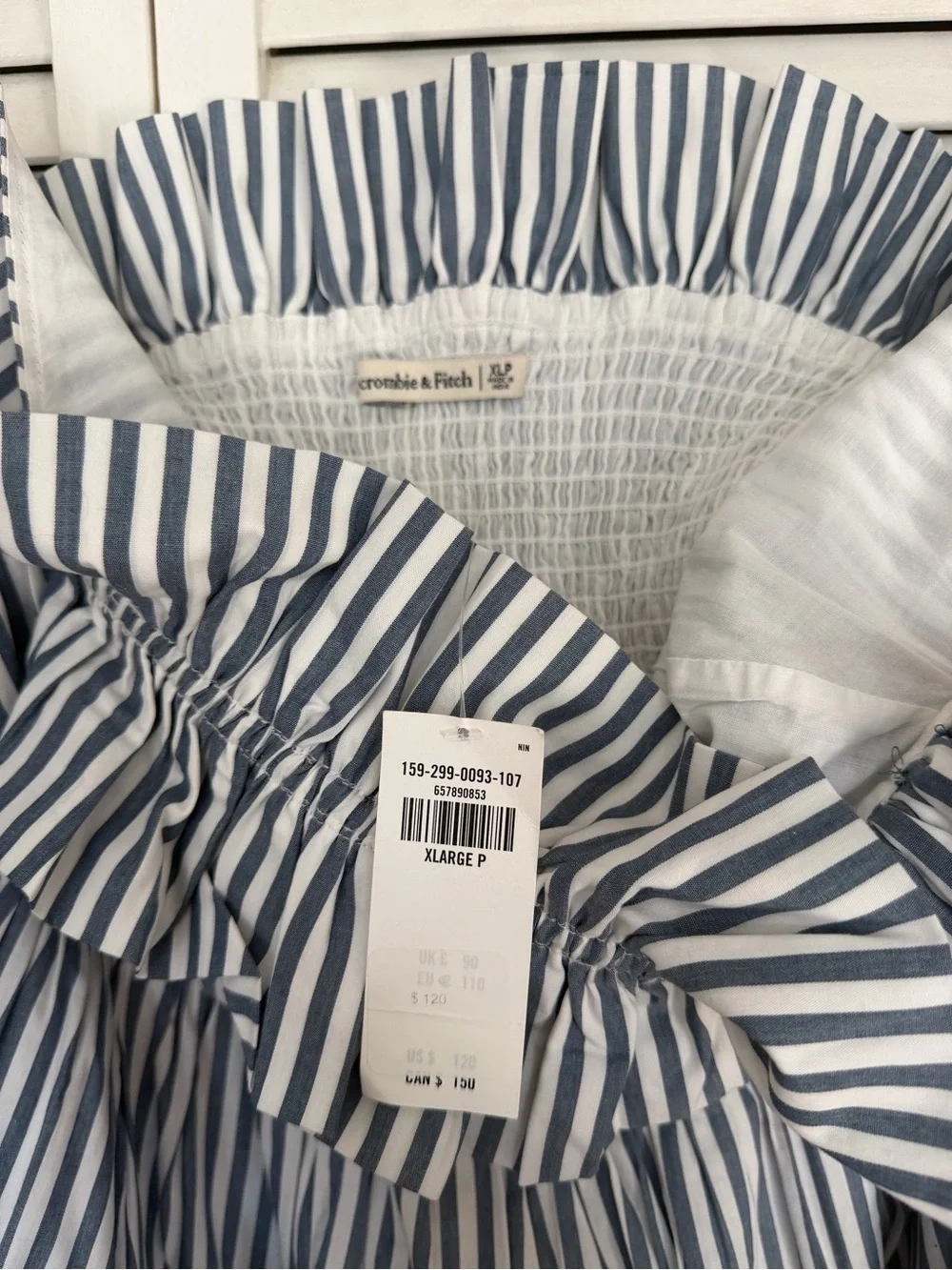 Abercrombie & Fitch Blue and White Striped Ruffle Sundress - Petite